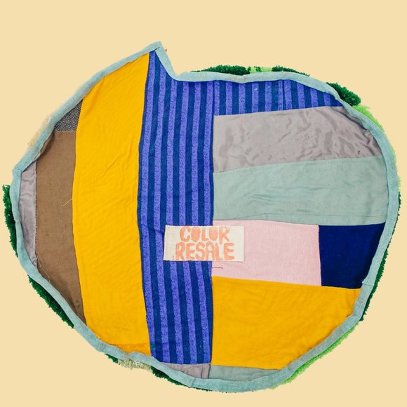 Watermelon Tufted Rug w/ Up-cycled Quilted Back, Handmade by Coco - Picture 2 of 5